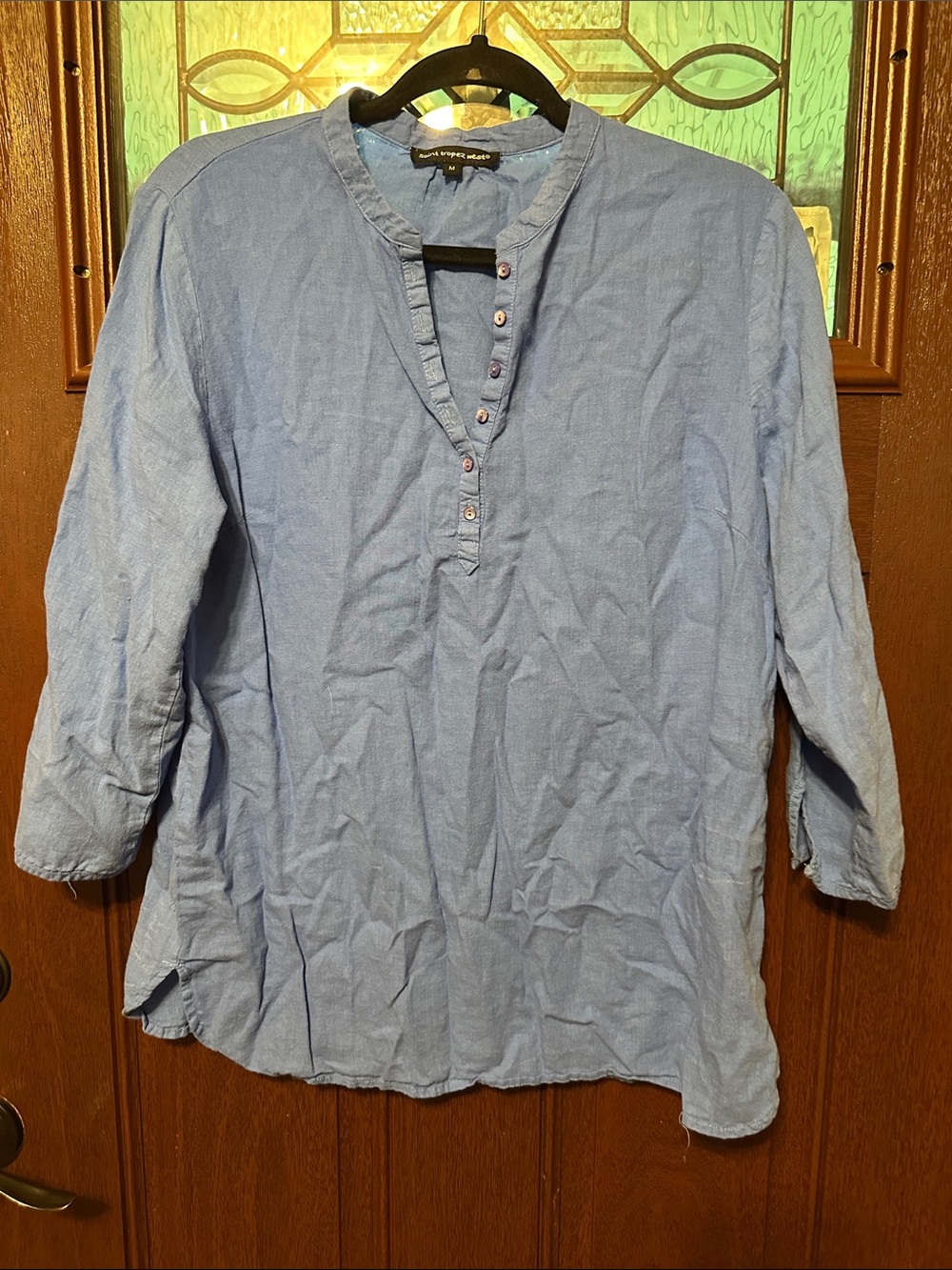 St. Tropez Light Blue Casual Button-Placket Shirt